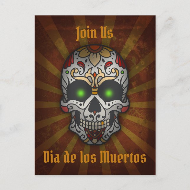 Day of the Dead Sugar Skull | Halloween Postcard (Front)