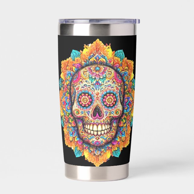 Day of the Dead Sugar Skull Insulated Tumbler (Left)