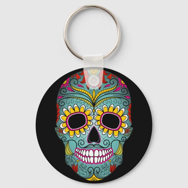 Day of the Dead Sugar Skull Keychain (Front)