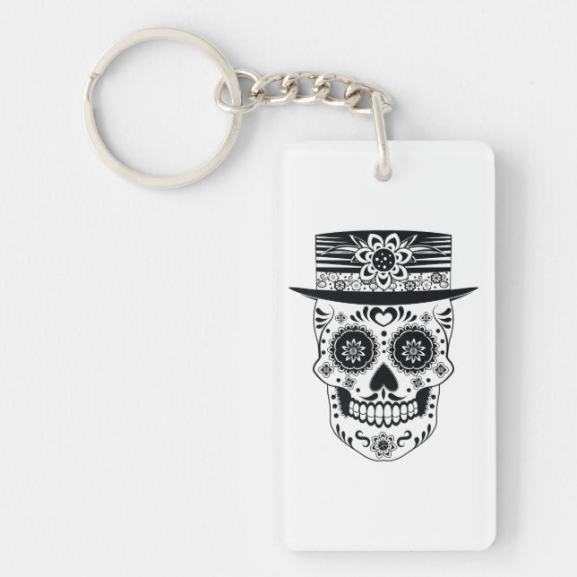 Day of the Dead Sugar Skull Keychain (Front)