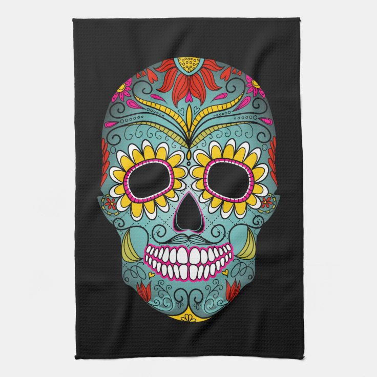 Day of the Dead Sugar Skull Kitchen Towel | Zazzle