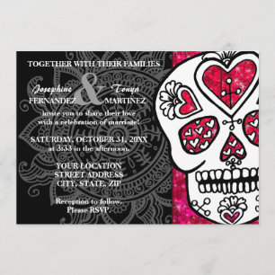 Day of the Dead Sugar Skull LGBT Wedding Glitter Invitation