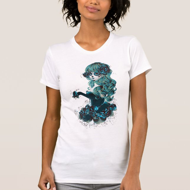 Day of the Dead Sugar Skull Makeup Girl T-Shirt (Front)