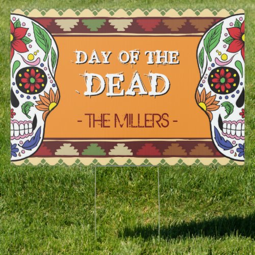 Day of the Dead Sugar Skull Mexican Halloween Yard Sign