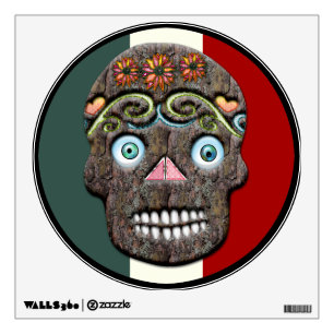 Day of the Dead Sugar Skull (Mossy Bark) Wall Decal