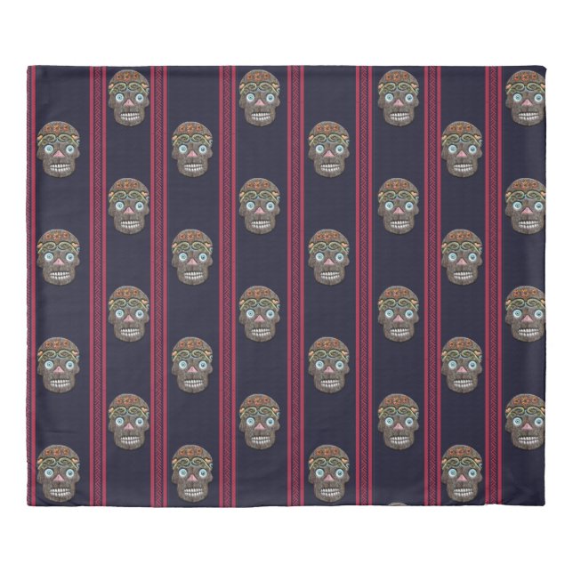 Day of the Dead Sugar Skull (Mossy) King Duvet Cover (Front)