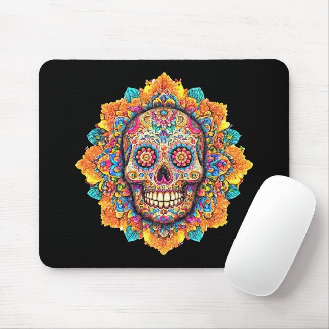Day of the Dead Sugar Skull Mouse Pad (With Mouse)