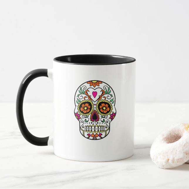 Day of the Dead Sugar Skull Mug (With Donut)