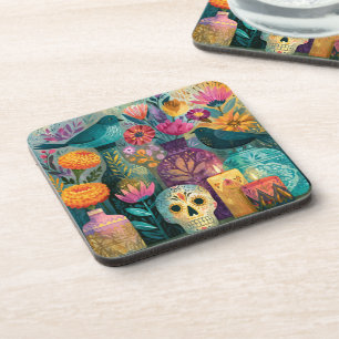 Day of the Dead Sugar Skull Ofrenda Altar Beverage Coaster
