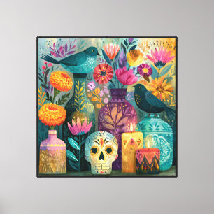 Day of the Dead Sugar Skull Ofrenda Altar Canvas Print