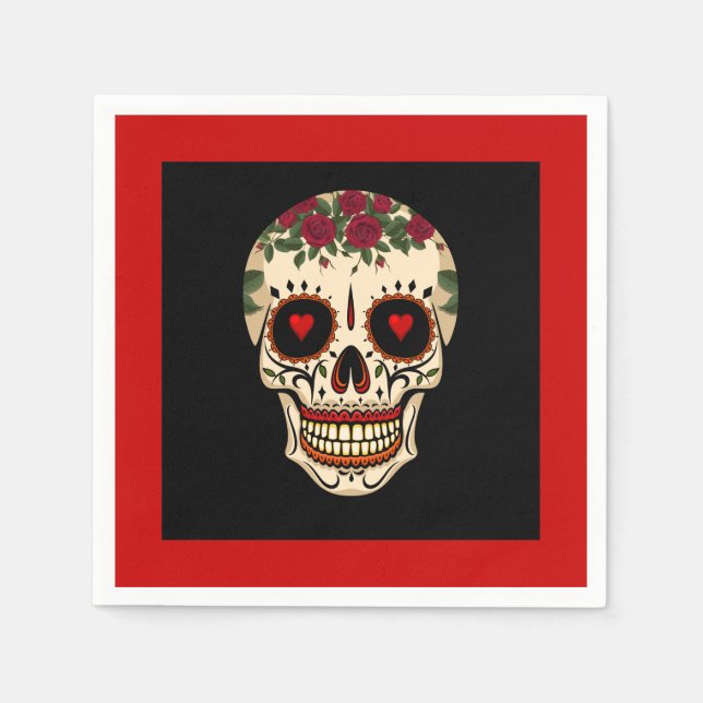 Day of the Dead Sugar Skull Paper Napkins (Front)
