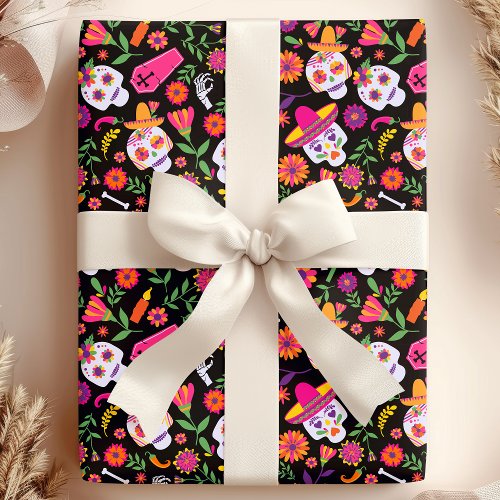 Day Of The Dead Sugar Skull Pattern Wrapping Paper