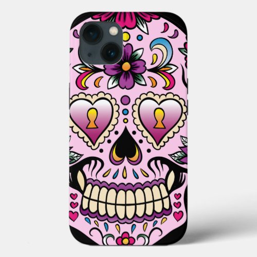 Day of the Dead Sugar Skull Pink iPhone 13 Case