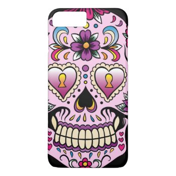 Day Of The Dead Sugar Skull Pink Iphone 8 Plus/7 Plus Case by BlackBrookElectronic at Zazzle