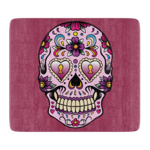 Day of the Dead Sugar Skull Pink Cutting Board