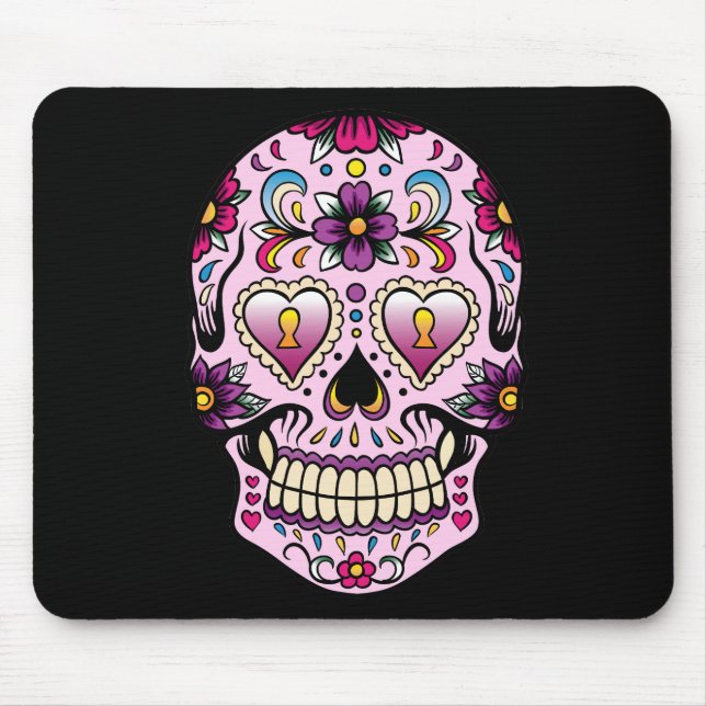 Day of the Dead Sugar Skull Pink Mouse Pad (Front)
