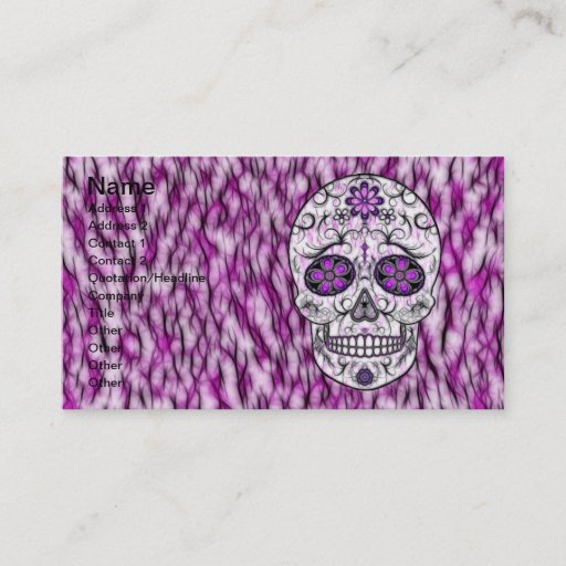 Customizable Day of the Dead Sugar Skull - Pink &amp; Purple 1.0 Business Card