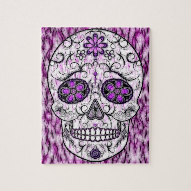Day of the Dead Sugar Skull - Pink & Purple 1.0 Jigsaw Puzzle (Vertical)