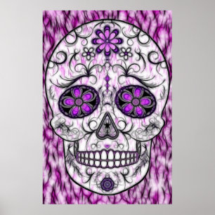 Day of the Dead Sugar Skull - Pink & Purple 1.0 Poster