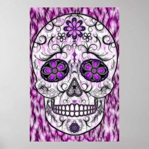 Day of the Dead Sugar Skull _ Pink  Purple 10 Poster