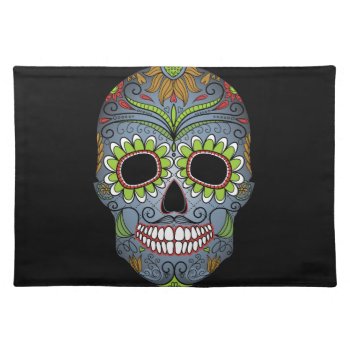 Day Of The Dead Sugar Skull Placemat by Funky_Skull at Zazzle