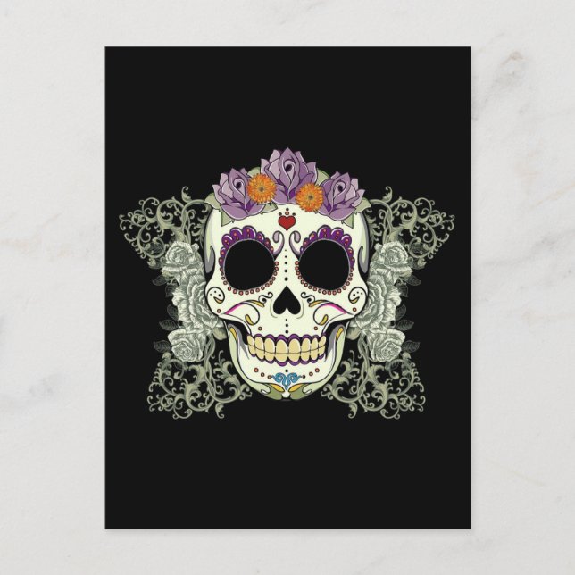 DAY OF THE DEAD SUGAR SKULL POSTCARD (Front)