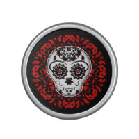 Day of the dead sugar skull red accents bluetooth speaker