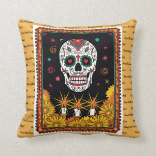 Day of the Dead Sugar Skull Reversible Throw Pillow