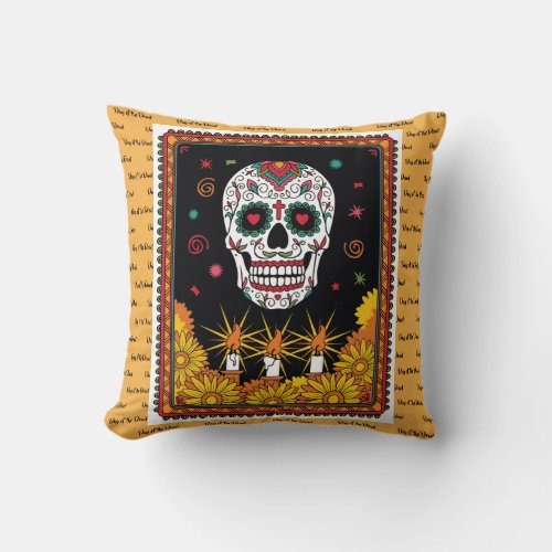 Day of the Dead Sugar Skull Reversible Throw Throw Pillow