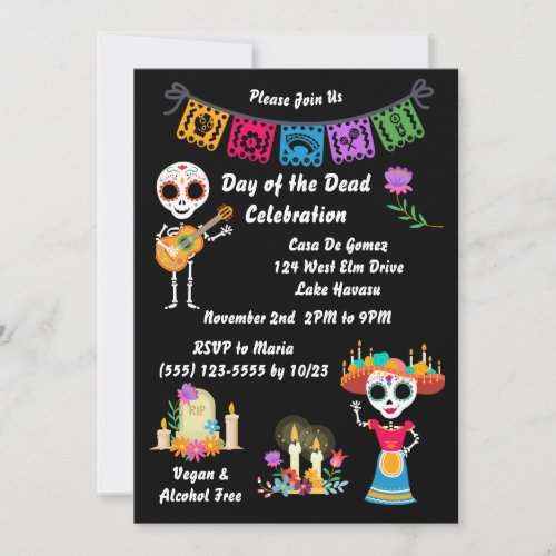 Day of The Dead Sugar Skull Skeletons Invitation