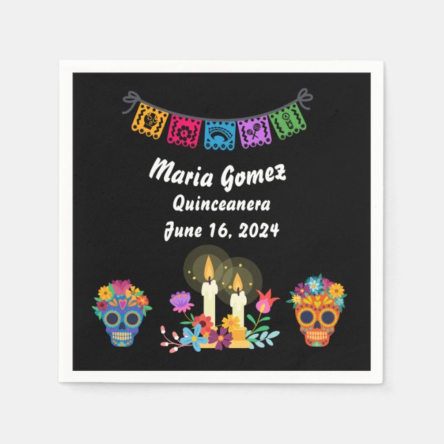 Day of The Dead Sugar Skull Skeletons  Napkins (Front)