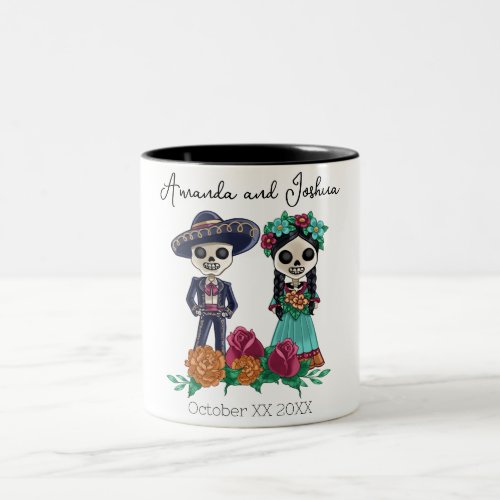 Day of the Dead Sugar Skull Skeletons Two_Tone Coffee Mug