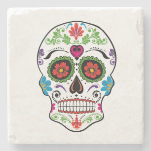 DAY OF THE DEAD SUGAR SKULL STONE COASTER
