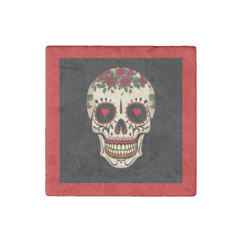 Day of the Dead Sugar Skull Stone Magnet