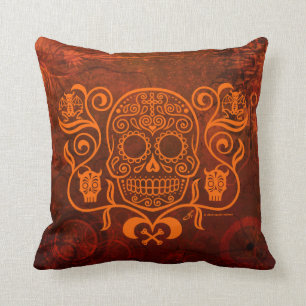 Day of the Dead Sugar Skull Throw Pillow
