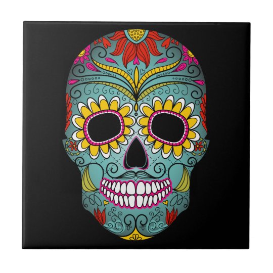 Day of the Dead Sugar Skull Tile | Zazzle.com