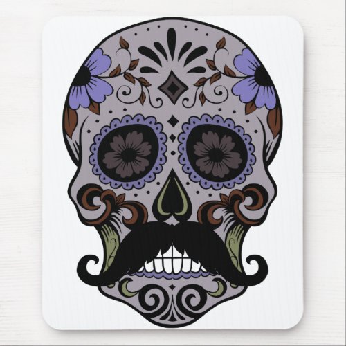 Day of the Dead Sugar Skull wMustache Mouse Pad