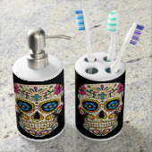 Day of the Dead Sugar Skull with Cross Bathroom Set (Front)