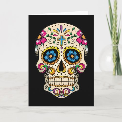 Day of the Dead Sugar Skull with Cross Card
