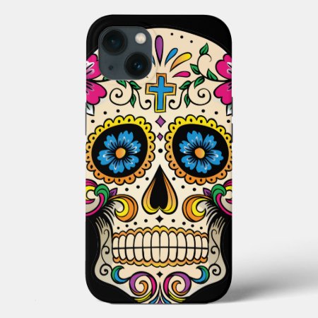 Day Of The Dead Sugar Skull With Cross Iphone 13 Case