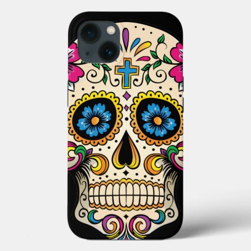 Day of the Dead Sugar Skull with Cross iPhone 13 Case
