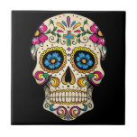 Day Of The Dead Sugar Skull With Cross Ceramic Tile at Zazzle