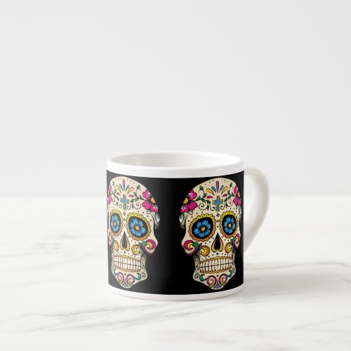 Day of the Dead Sugar Skull with Cross Espresso Cup