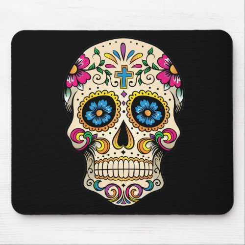 Day of the Dead Sugar Skull with Cross Mouse Pad