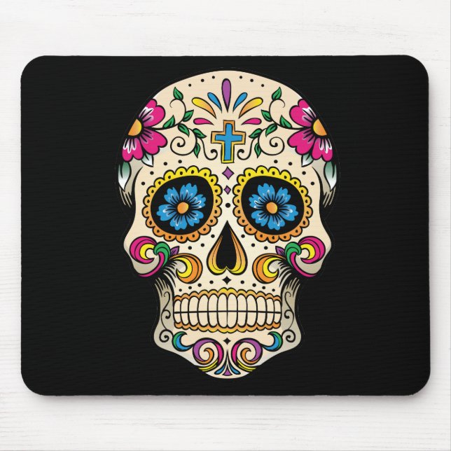 Day of the Dead Sugar Skull with Cross Mouse Pad (Front)