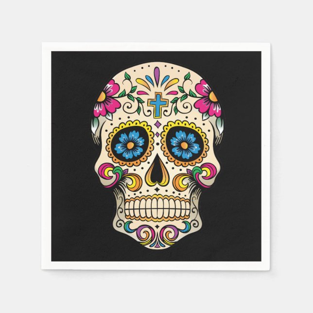 Day of the Dead Sugar Skull with Cross Napkins (Front)