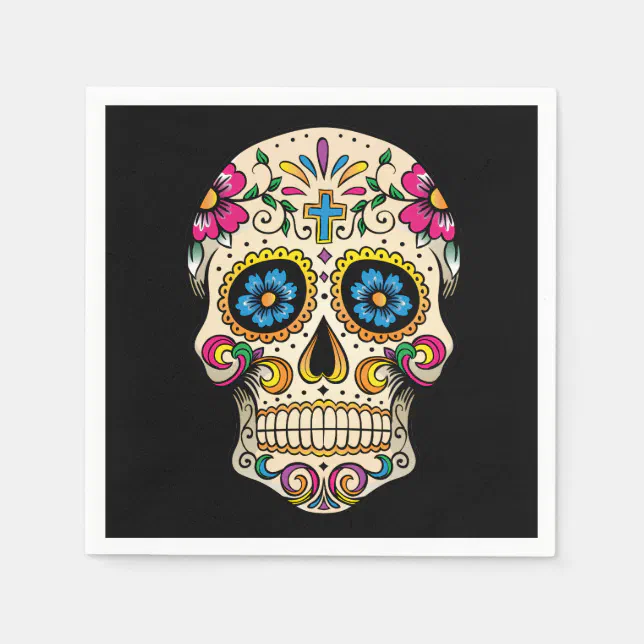 Day of the Dead Sugar Skull with Cross Napkins | Zazzle