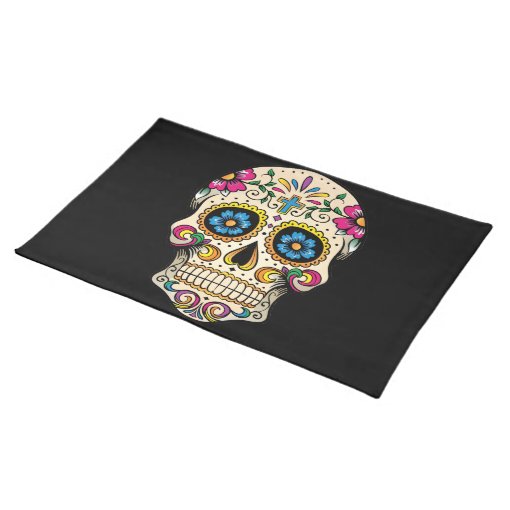 Day of the Dead Sugar Skull with Cross Placemat | Zazzle