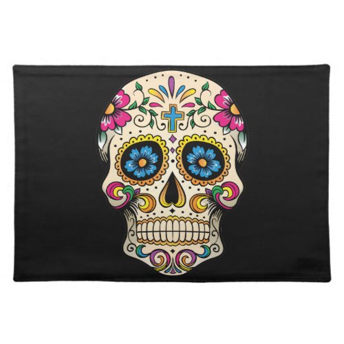 Day of the Dead Sugar Skull with Cross Placemat