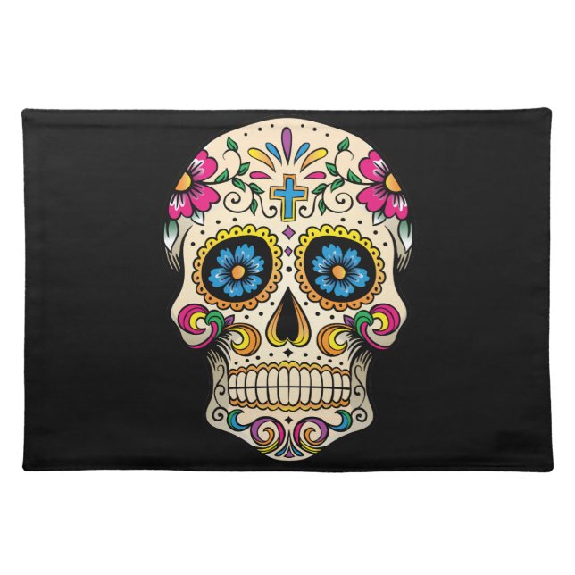 Day of the Dead Sugar Skull with Cross Placemat (Front)